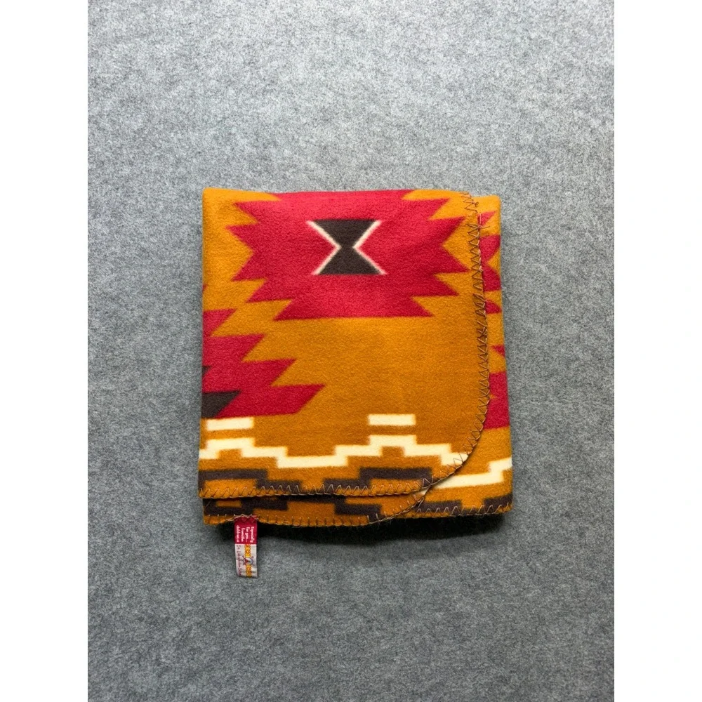 St. Labre Indian School Southwestern Fleece Blanket Geometric Throw Mustard